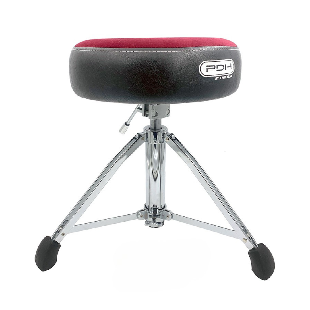 PDH Hydraulic Drum Throne – Black & Red | Adjustable Suede Seat for Drummers