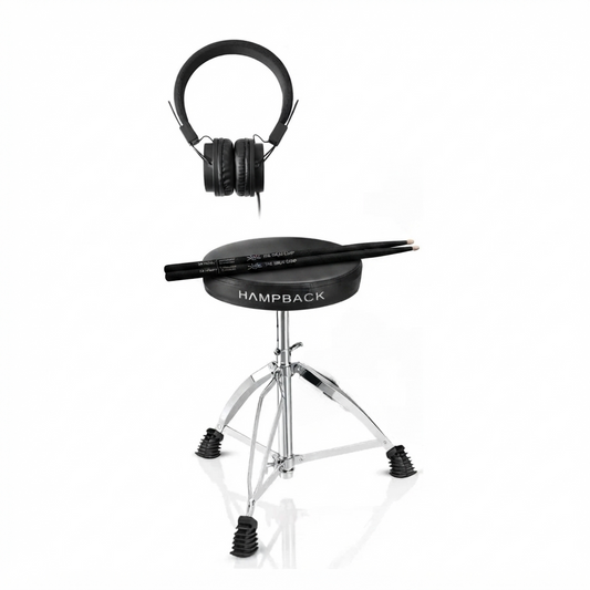 Hampback Drum Throne, Headphones & 5A TDC Drum Sticks Combo