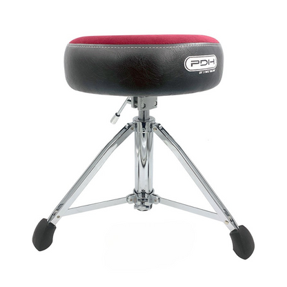PDH Hydraulic Drum Throne – Black & Red | Adjustable Suede Seat for Drummers
