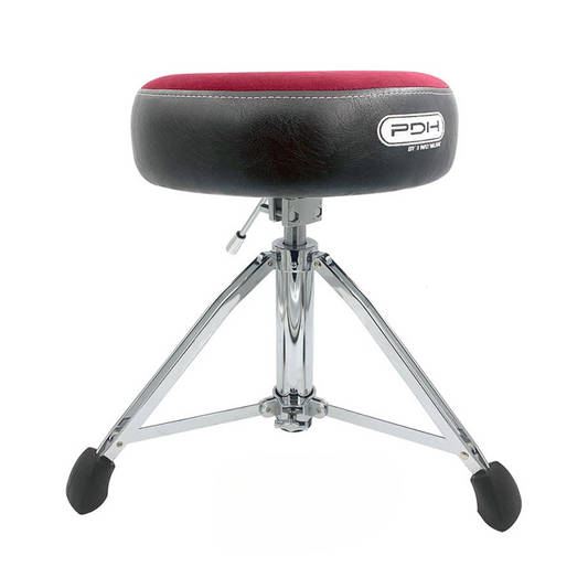 PDH Hydraulic Drum Throne – Black & Red | Adjustable Suede Seat for Drummers