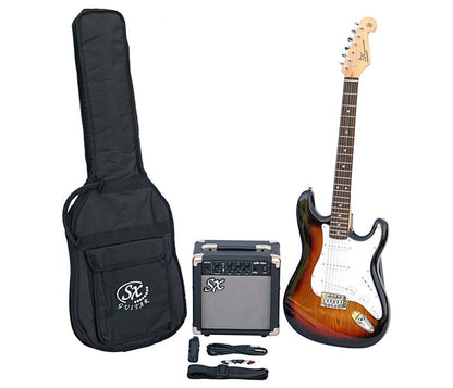 SX Stratocaster Electric Guitar Package - Sunburst